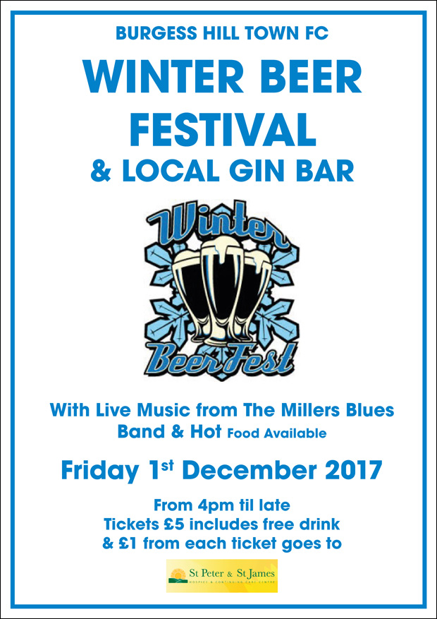 winter beer and gin festival burgess hill town football club